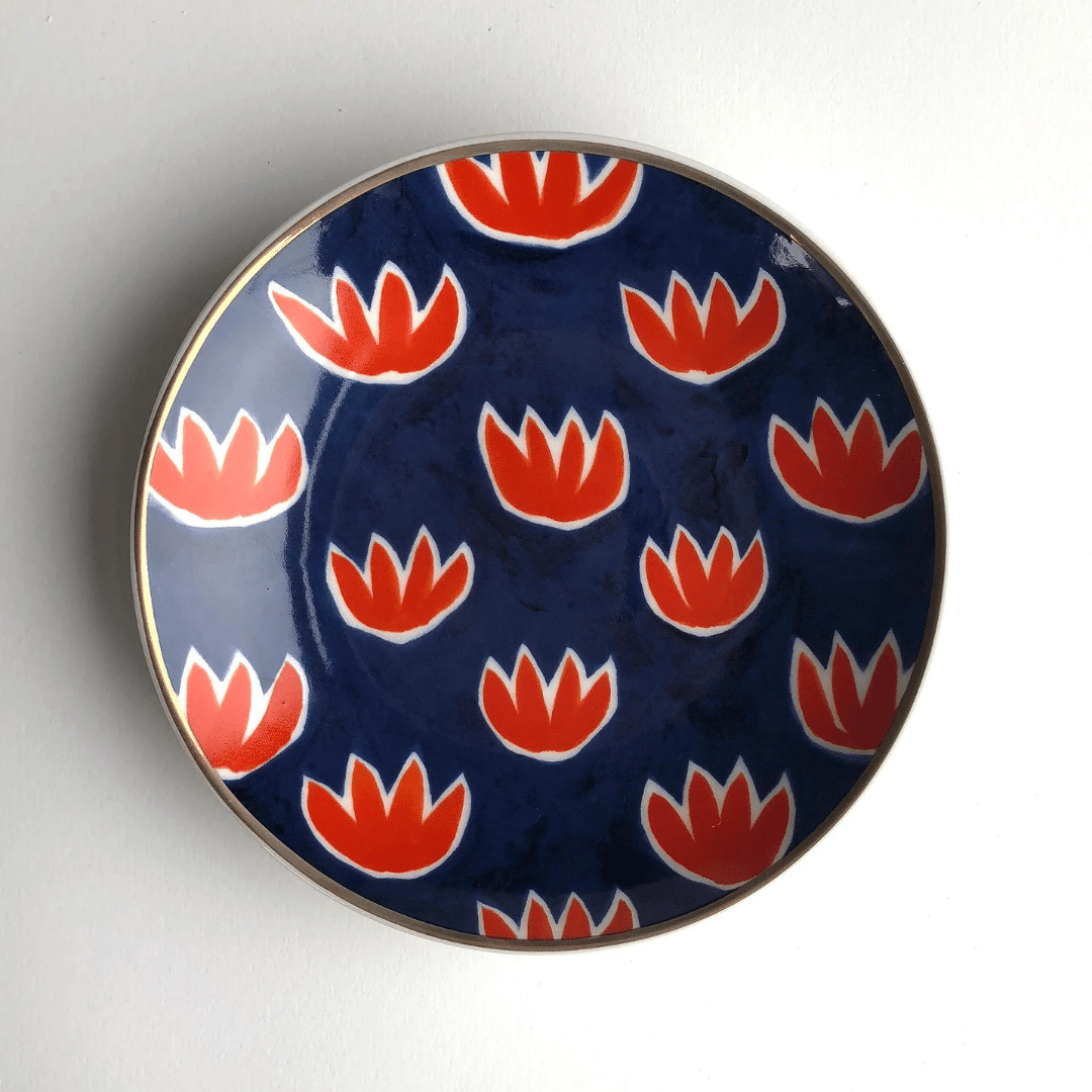 Navy and Red Ceramic Trinket Dish image