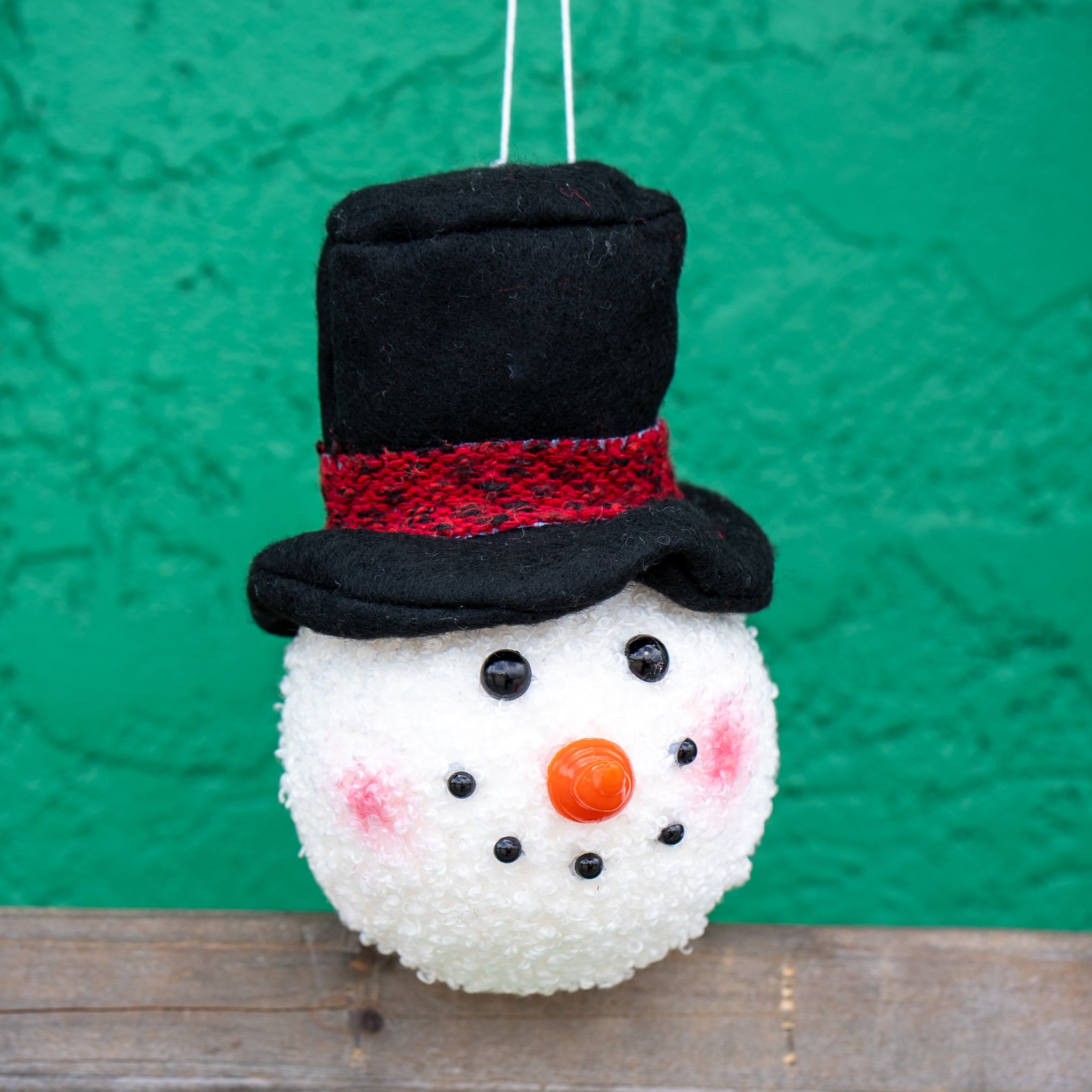 Fabric Snowman with Top Hat Ornament, 6" - Image 2