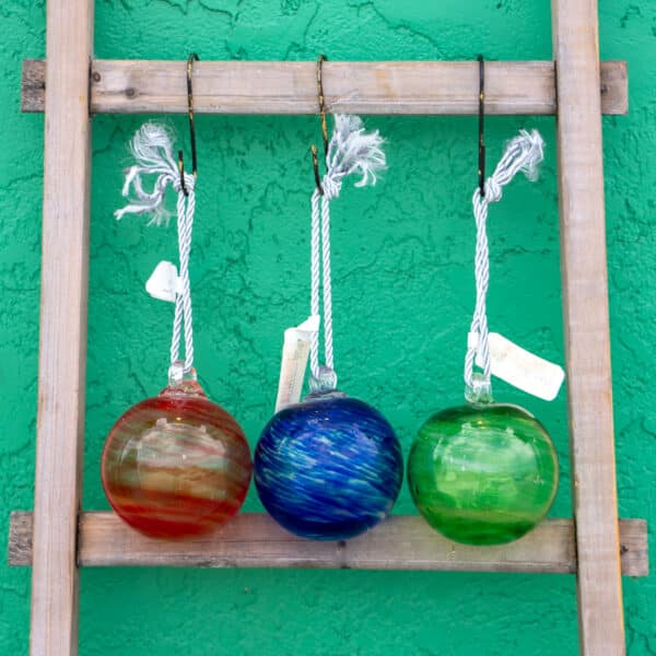 Green Swirl Blown Glass Christmas Ornament, 4" - Image 3