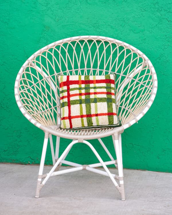 Indoor/Outdoor Hooked Plaid Christmas Pillow - Image 4
