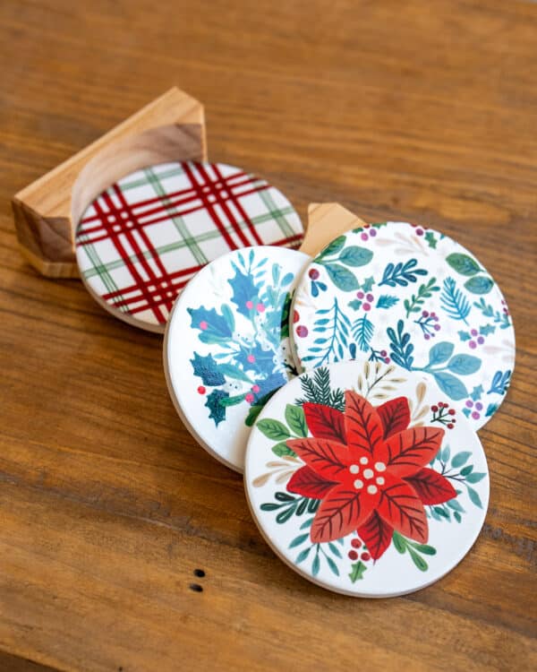 Holiday Greenhouse Coaster Set with Caddy - Image 4