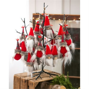 Ornament:  Fabric Gnome with Pom Pom Hat image