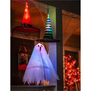 Ghost & Witch Hat Halloween Light Hanging Outdoor Décor image