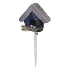 Ornament: Blue Plaid Birdhouse image