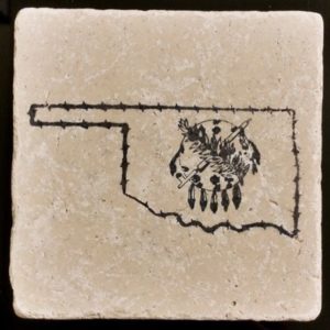 Oklahoma Travertine Coaster: Oklahoma Shield image