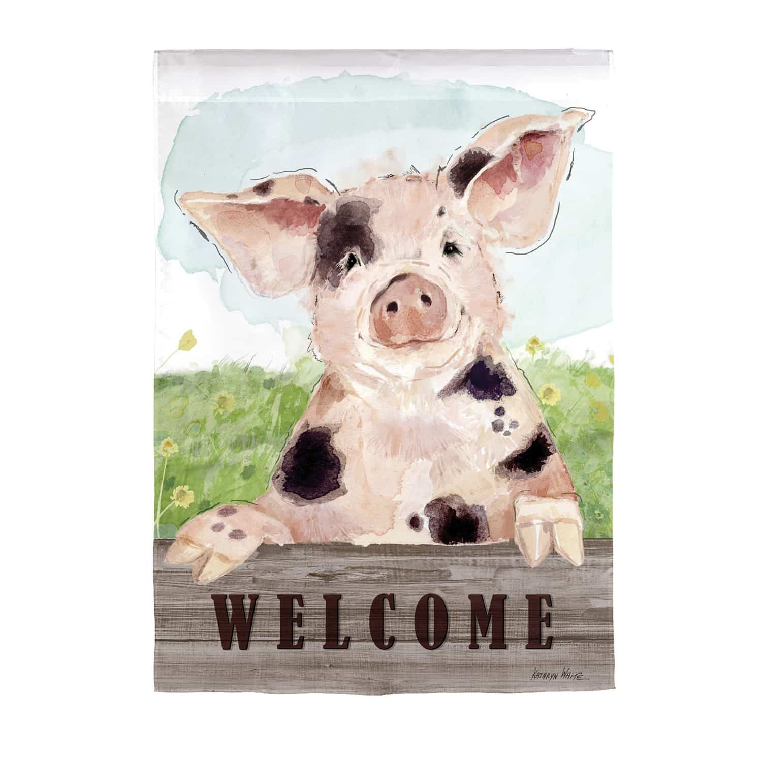 Spotted Pig Welcome Garden Flag image