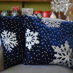 Winter’s Night Snowflake Velvet Pillow image