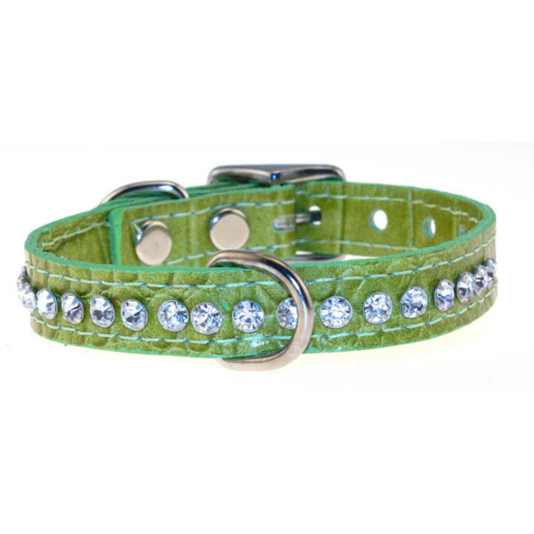Green Ostrich Leather Jeweled Collar image