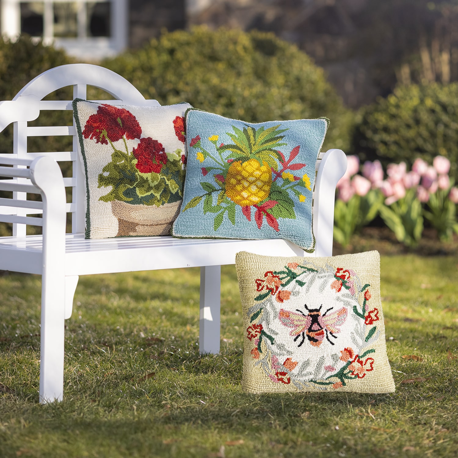 Spring and Summer Indoor/Outdoor Hooked Pillows image