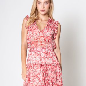 Sleeveless Melodie Catalina Bloom Mini Dress in Red image