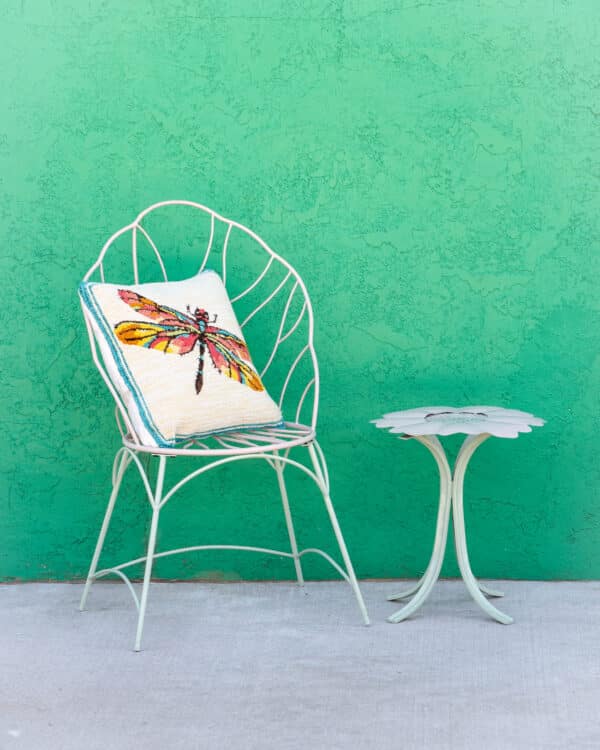 Floral Metal Garden Chair and Side Table Set in Pink and Green - Image 6