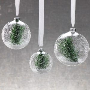Clear Beaded Round Ornament with Pine Needle image