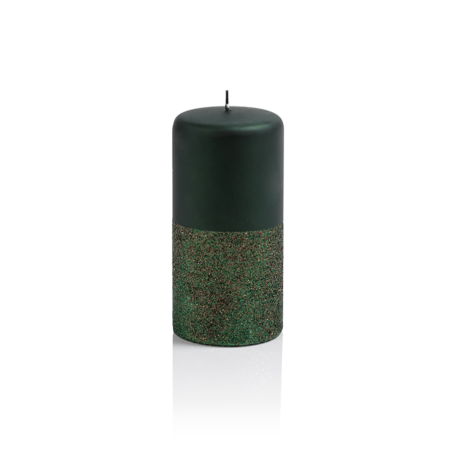 Green Metallic and Glitter Pillar Candle image