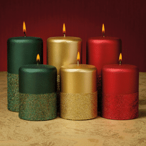 Gold Metallic and Glitter Pillar Candle image