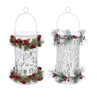 White and Red LED Candle Holder Décor image