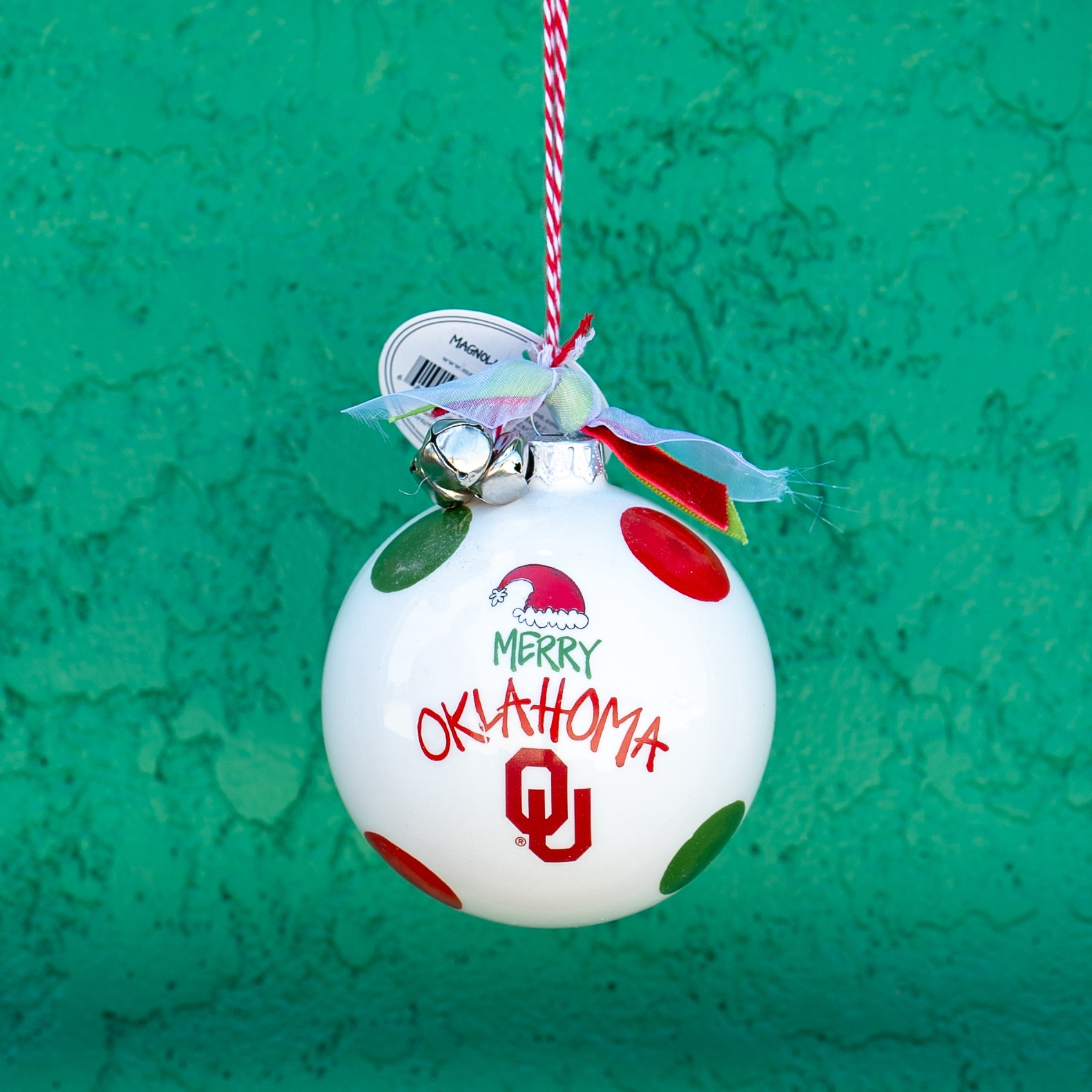 University of Oklahoma Santa Hat Round Ceramic Ball Ornament image