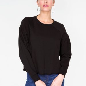 Basic Long Sleeve Sweatshirt in Black image