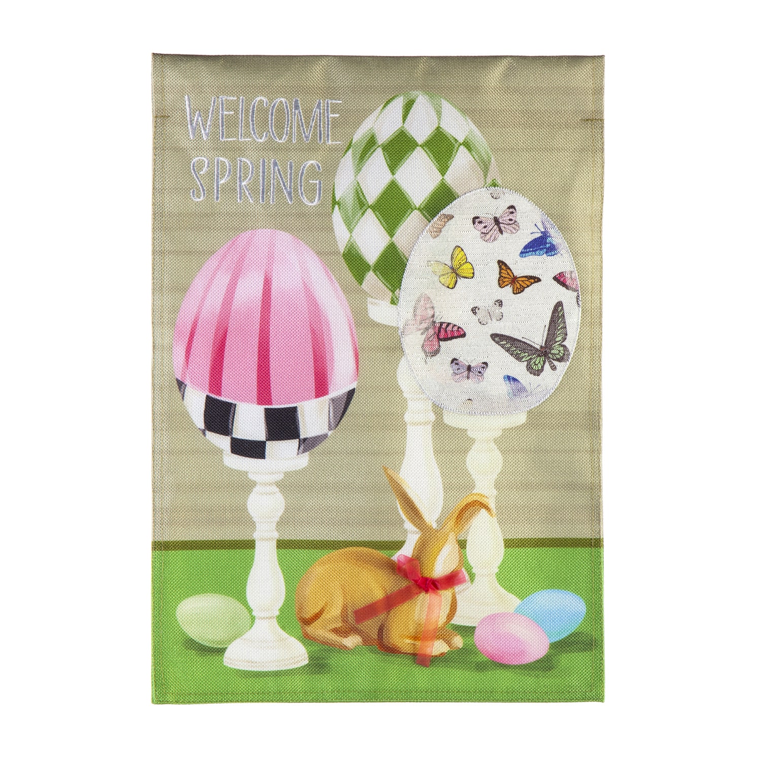 Elegant Easter Eggs “Welcome Spring” Garden Flag image