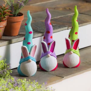 13.5″H Ceramic Bunny Gnome Garden Statuary image