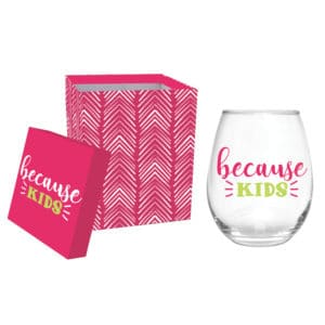 Because Kids Stemless Wine Glass with Gift Box image