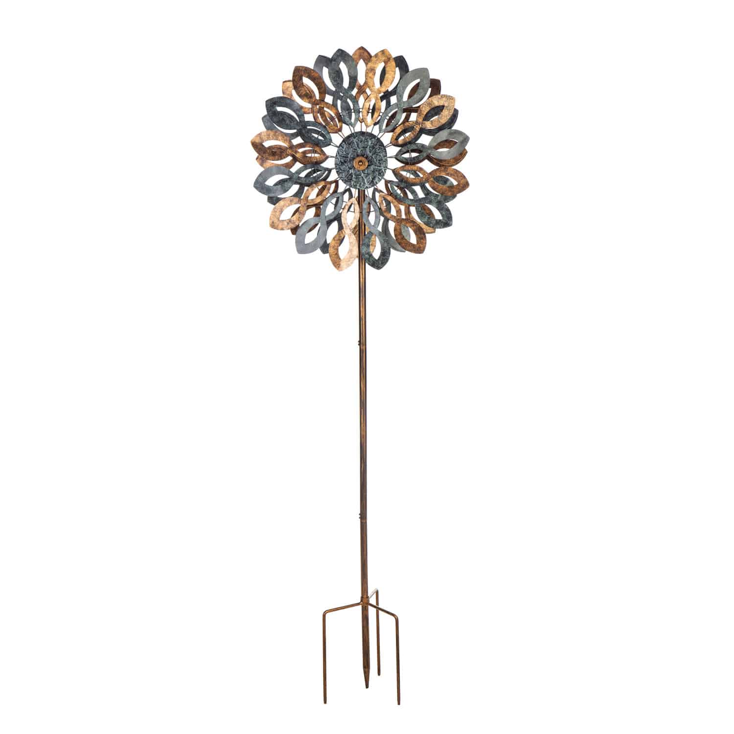 Copper and Verdigris Petals 75″ T Wind Spinner image