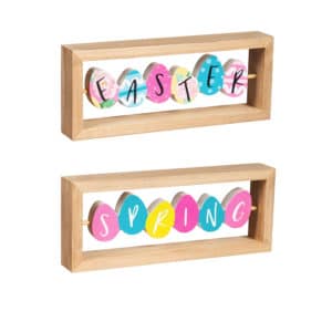 Wood Easter Egg Table Décor with 2 Messages: Easter/Spring image