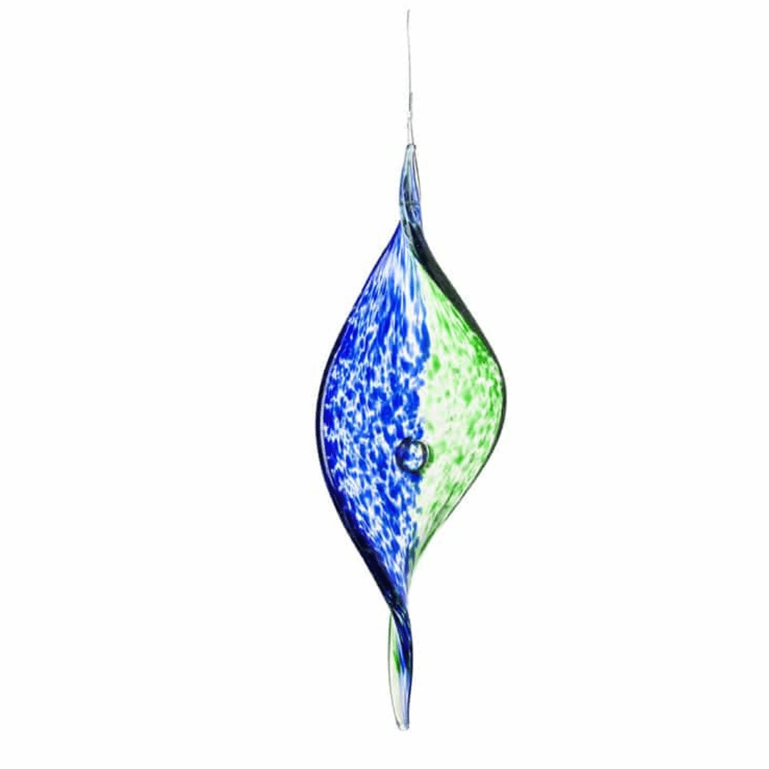 Blue/Green Swirl Hanging Art Glass Indoor/Outdoor Décor image