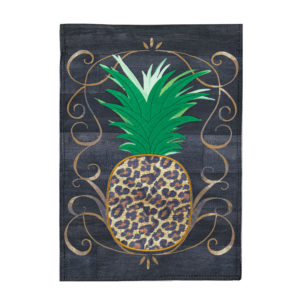 Animal Print Pineapple Burlap Garden Flag image