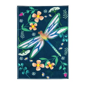 Blue Dragonfly Floral Garden Flag image