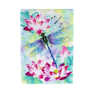 Dragonfly with Lotus Garden Flag image
