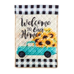 Sunflower Turquoise Truck Quilted Garden Flag image