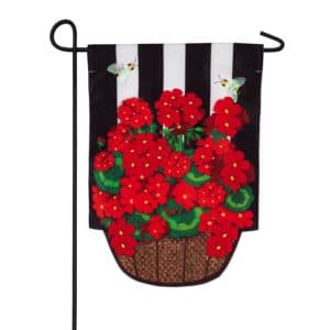 Red Geranium Basket Applique Flags image