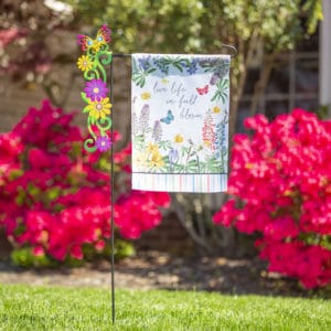 Flower and Butterfly Laser Cut Decorative Garden Flag Stands image