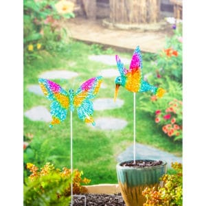 Butterfly and Hummingbird Metal Stake image