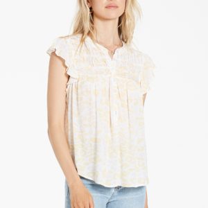 Rose Sleeveless Top in Cream and Buttercup Yellow Leopard image