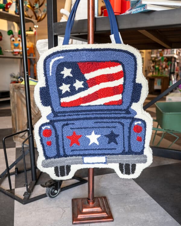 Patriotic Blue Truck Hooked Hanging Wall or Door Décor - Image 2