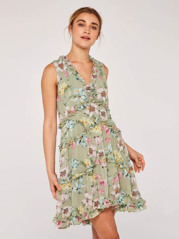 Sleeveless + Floral Tiered Dress
