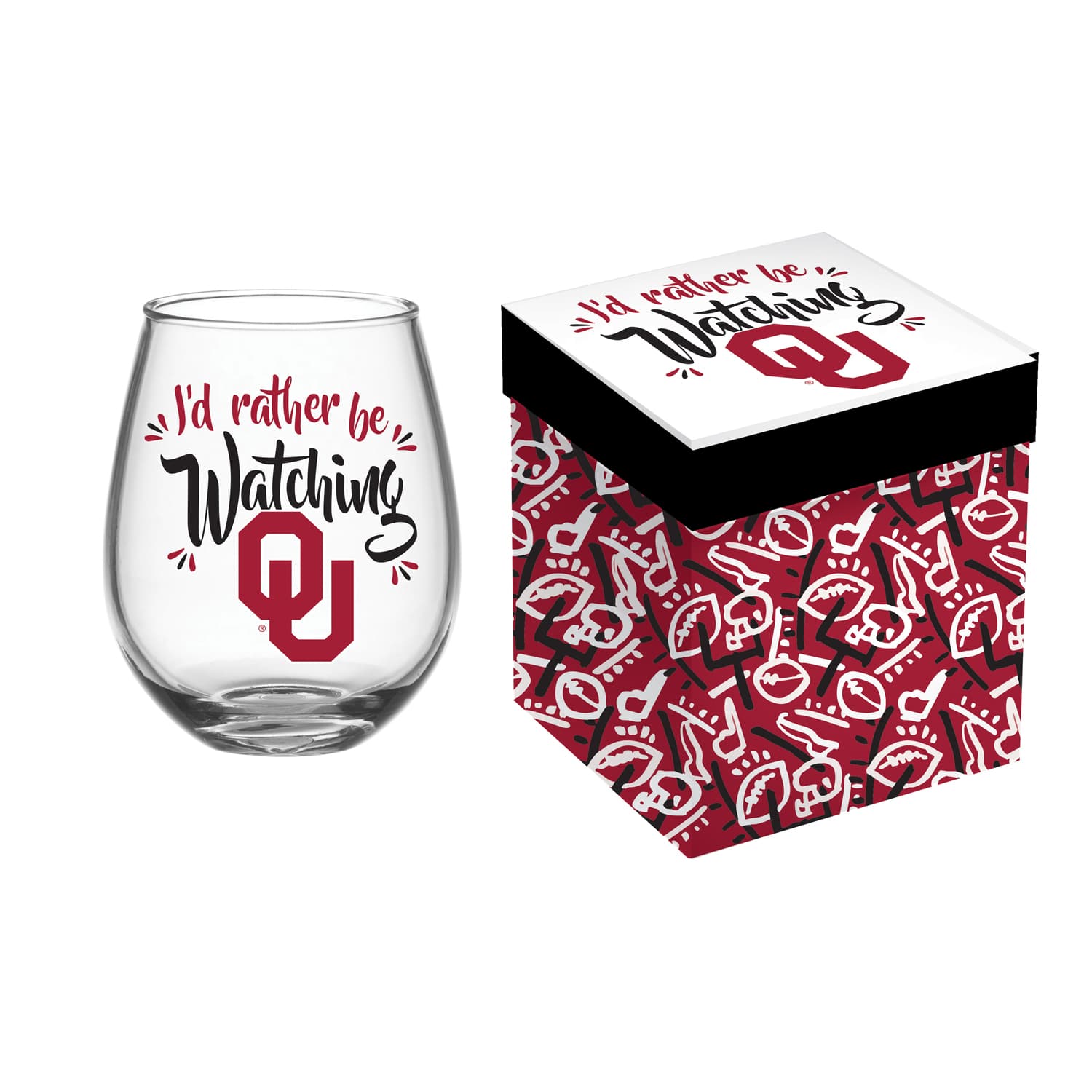 University of Oklahoma Stemless Wine Glass with Gift Box image