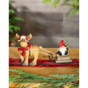 Resin Deer and Gnome on Sled image
