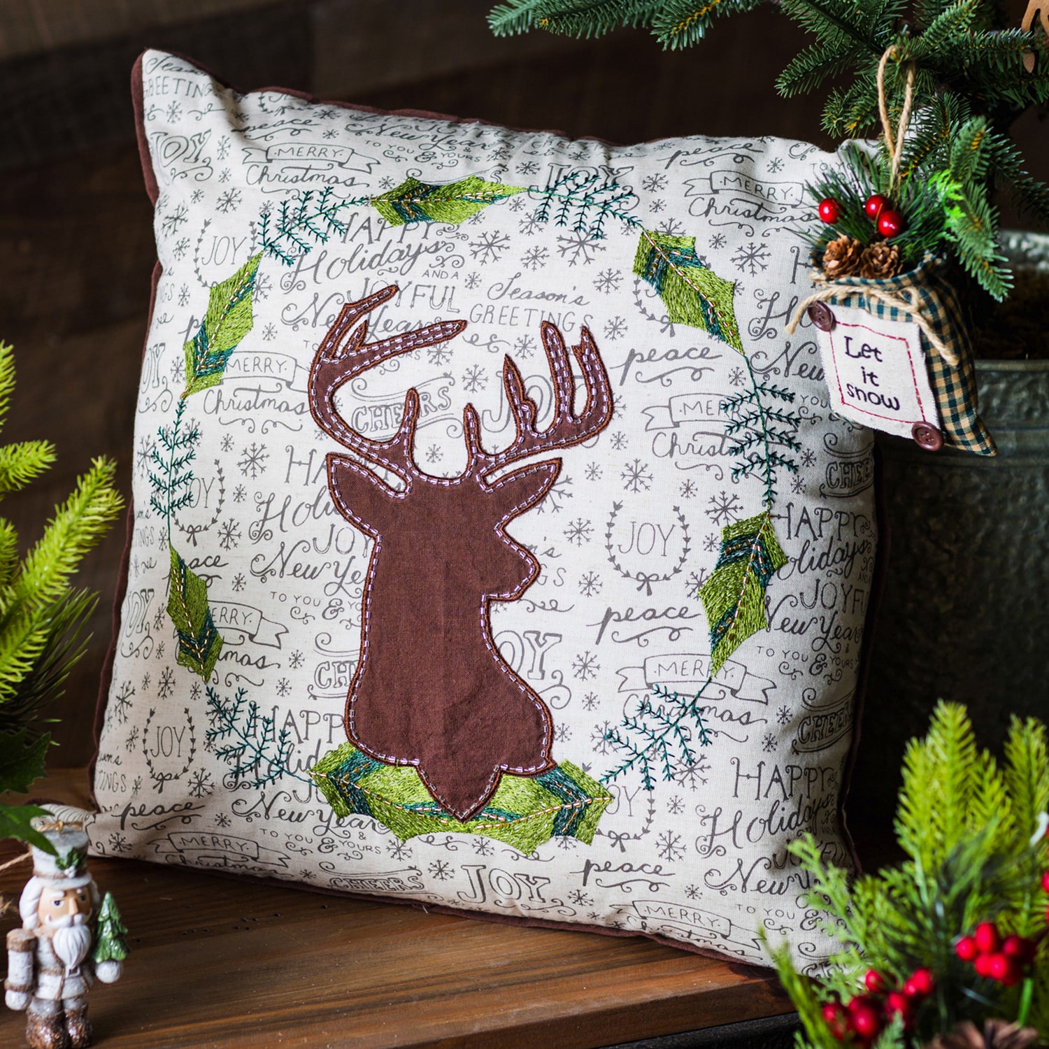 Holiday Deer Square Pillow image