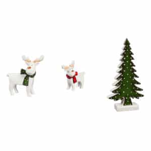 Ceramic Reindeer and Tree, Set of 3 image