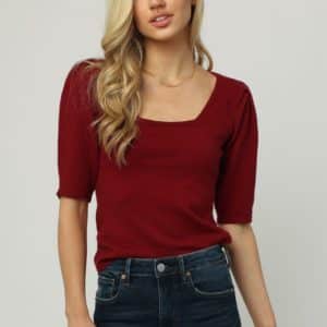 Isla Cranberry Top in Cranberry Red image