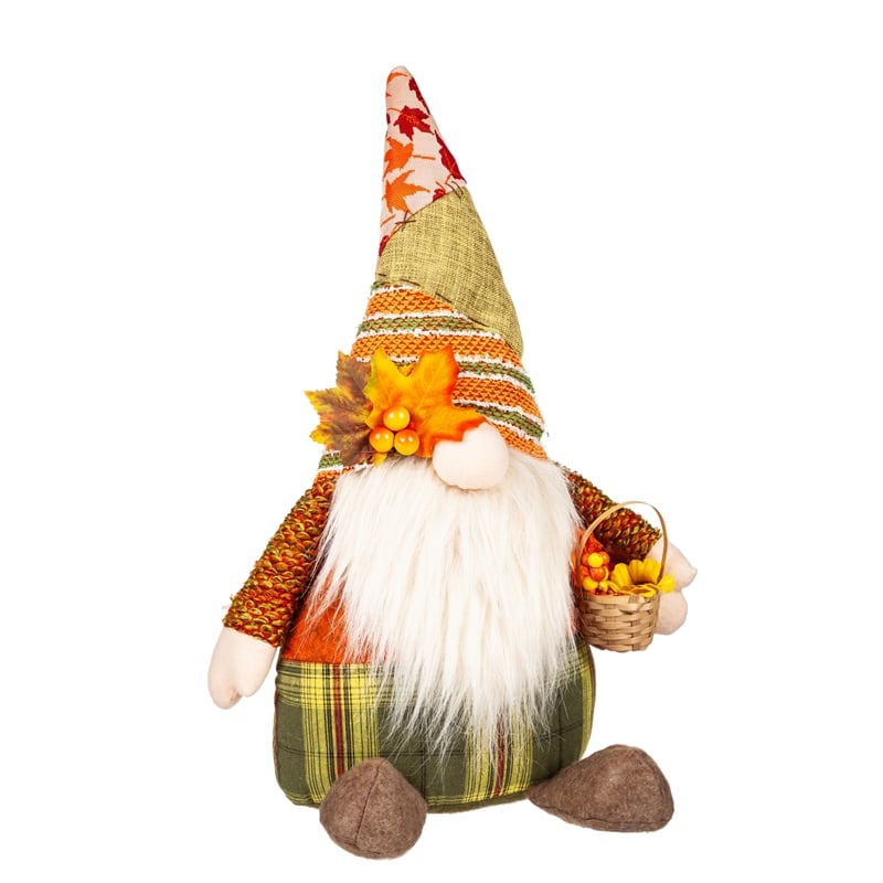 Plush Harvest Gnome with Basket Table Décor image