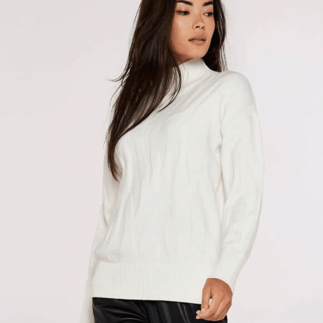 Jacquard Cream Sweater in White image