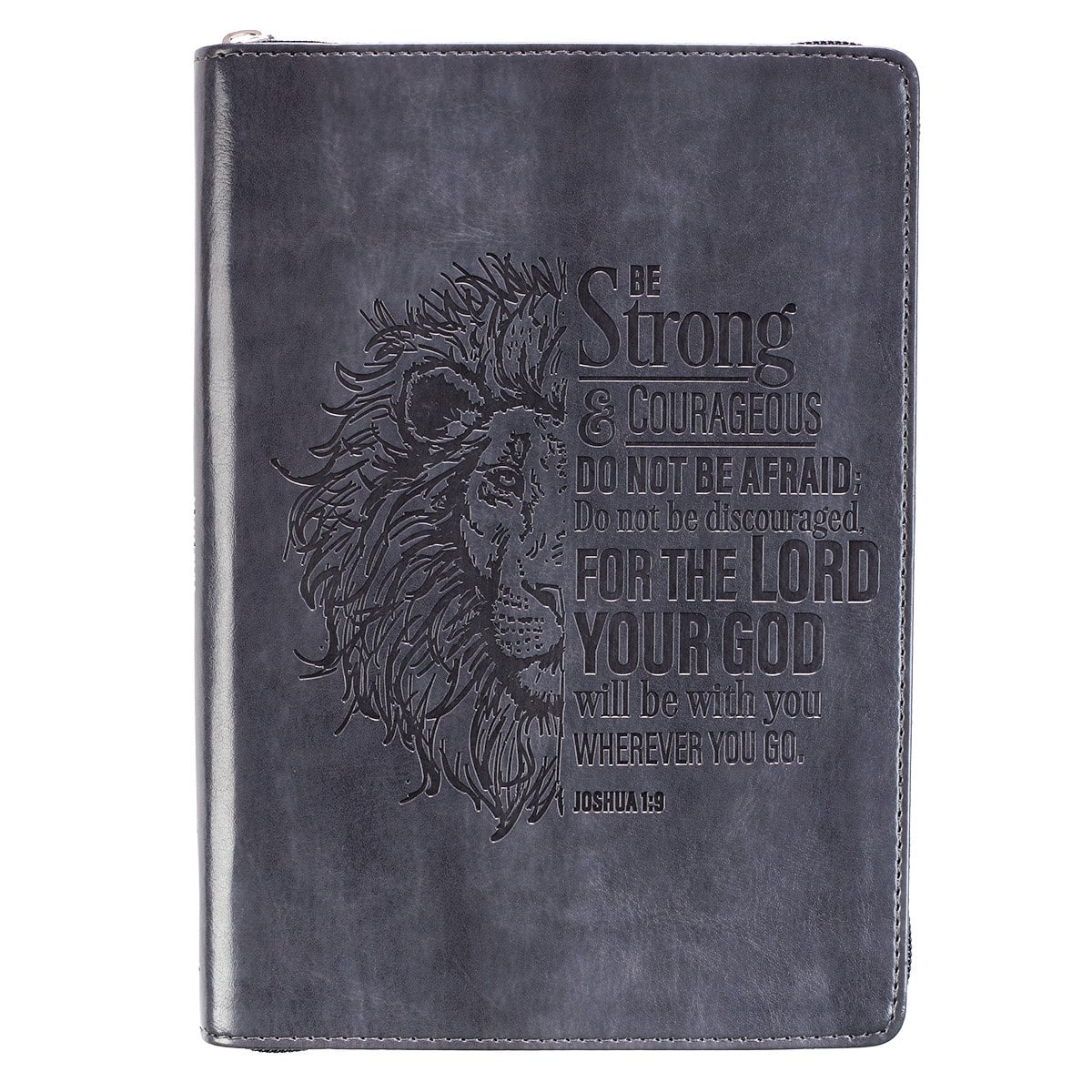 Be Strong & Courageous LuxLeather Zippered Journal image