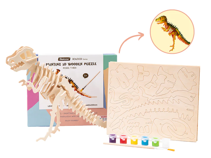 3D Wooden Puzzle Paint Kit | T-Rex image