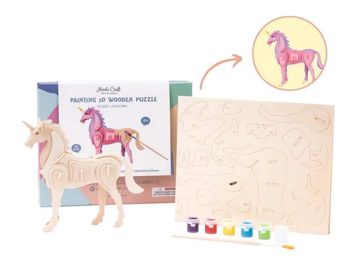3D Wooden Puzzle Paint Kit | Unicorn image