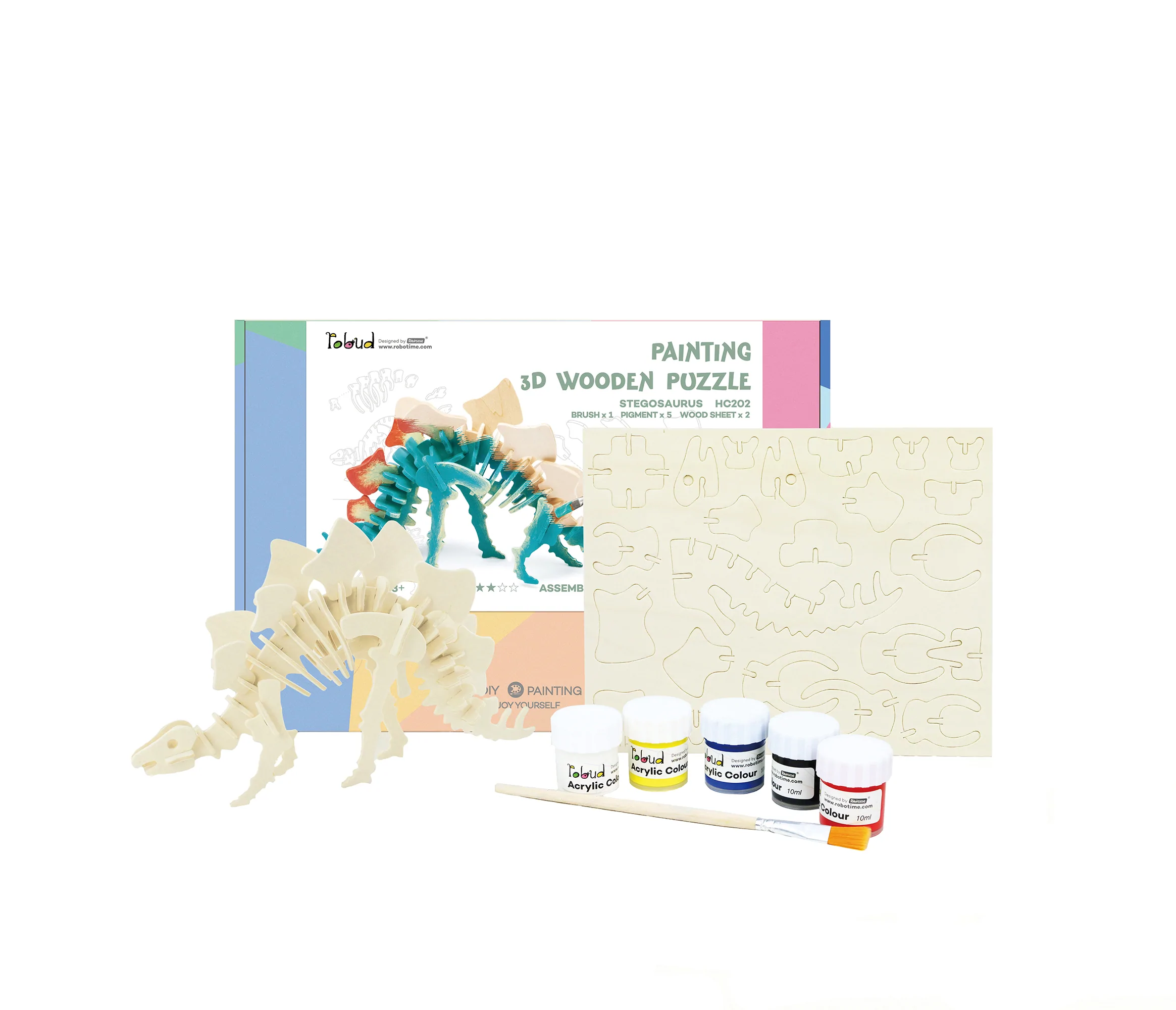 3D Wooden Puzzle Paint Kit | Stegosaurus image