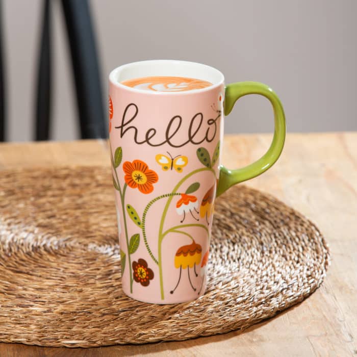 Ceramic Floral Mug: Hello image