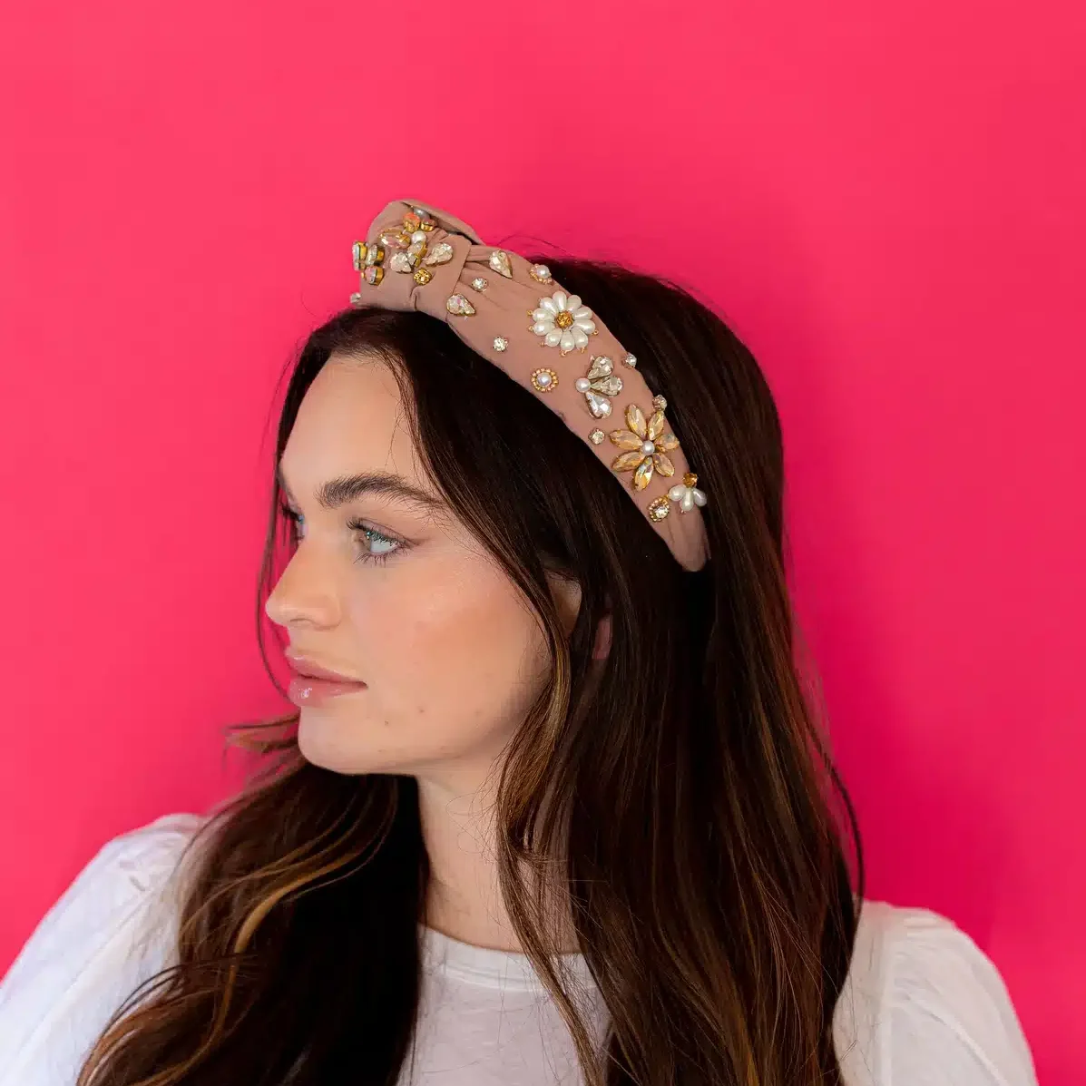 Rhinestone Knot Headband-Pink image